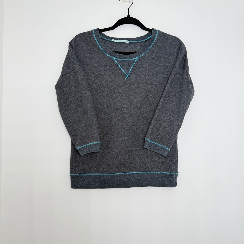 Maurices Gray Sweatshirt Small Turquoise Contrast Stitch Made in USA